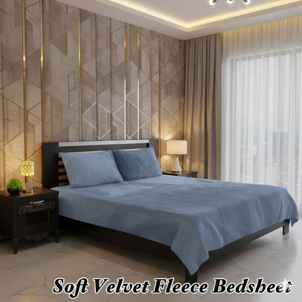 Soft Velvet Fleece Double Bedsheet – Cozy, Warm & Luxuriously Smooth