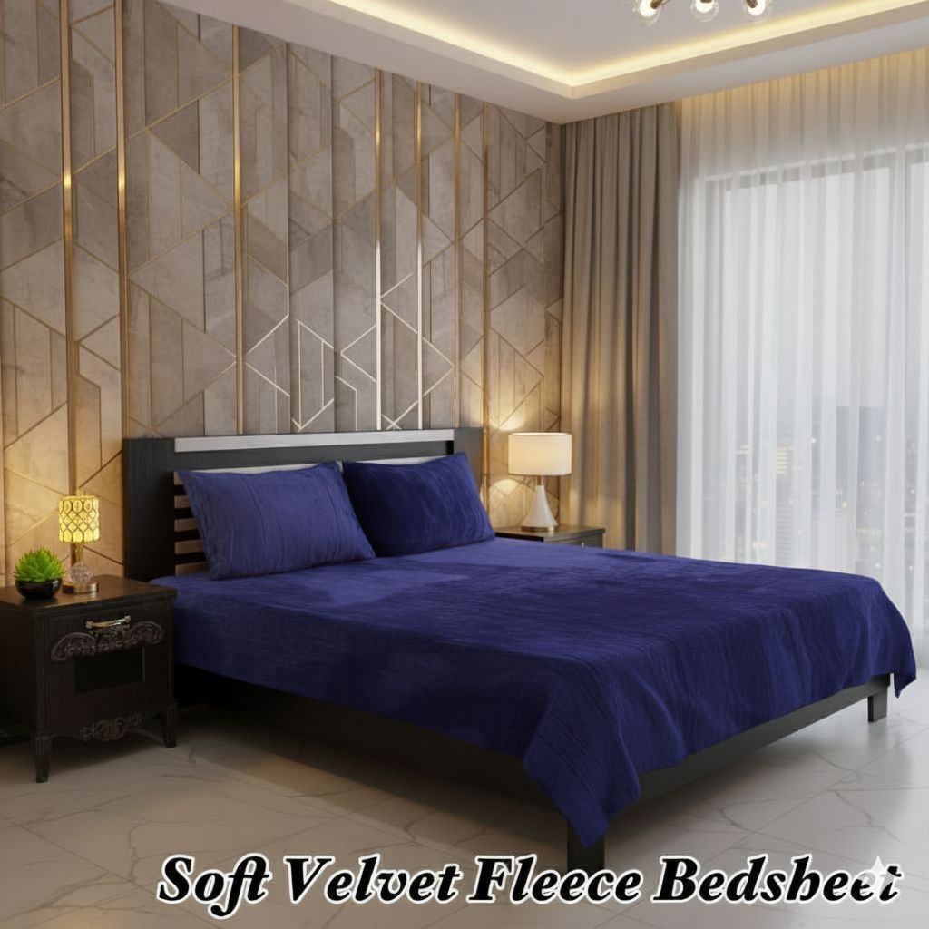 Soft Velvet Fleece Double Bedsheet – Cozy, Warm & Luxuriously Smooth