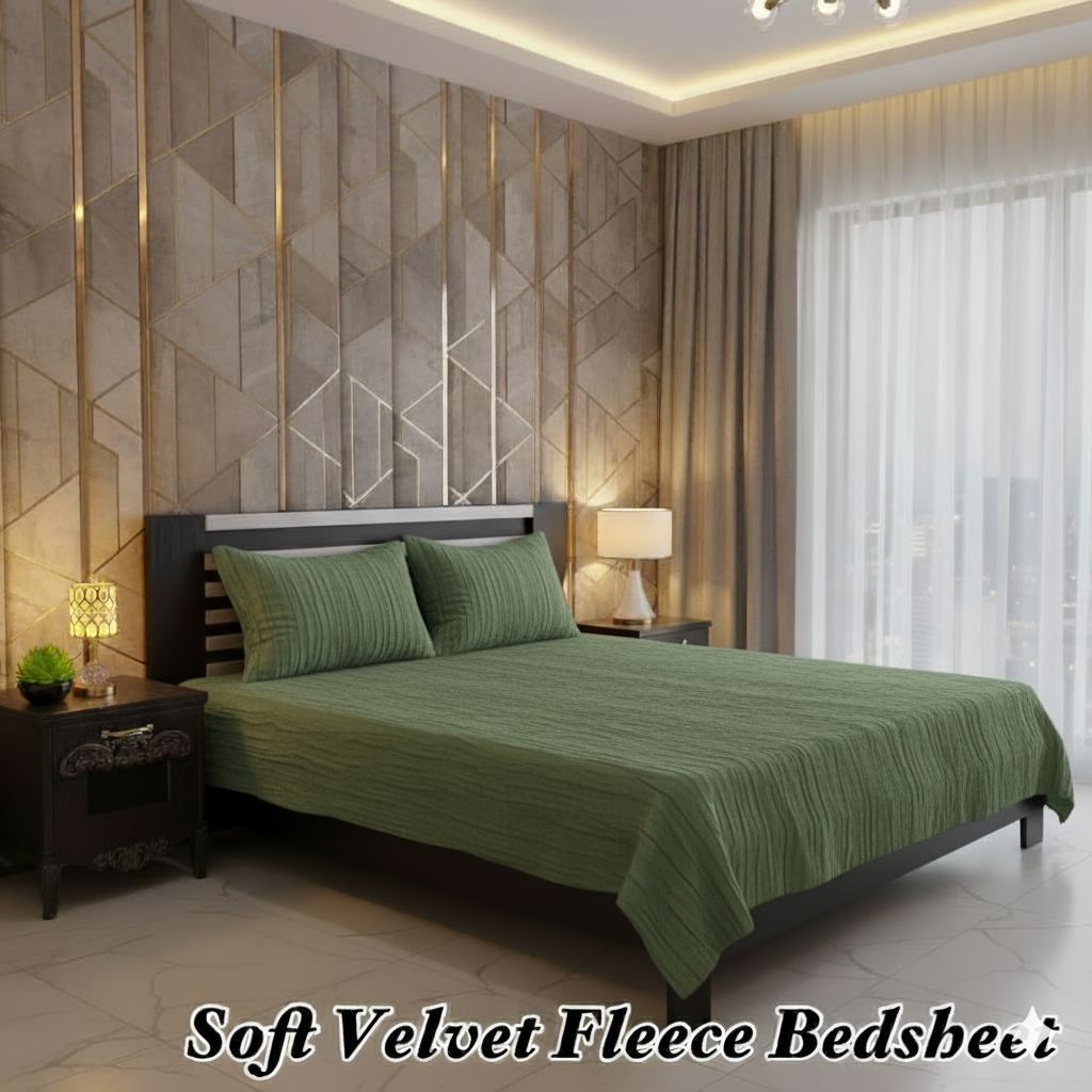Soft Velvet Fleece Double Bedsheet – Cozy, Warm & Luxuriously Smooth