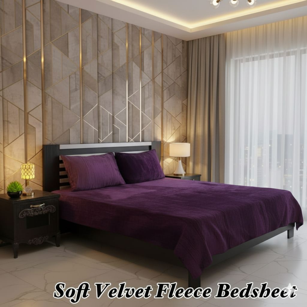 Soft Velvet Fleece Double Bedsheet – Cozy, Warm & Luxuriously Smooth
