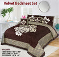 Elegant Velvet Jacquard Bedsheet Set – 5 Pcs King Size Bedding Collection
