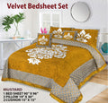 Elegant Velvet Jacquard Bedsheet Set – 5 Pcs King Size Bedding Collection